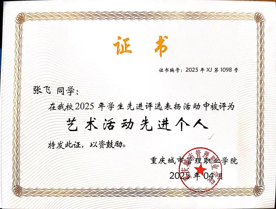 荣获校级艺术活动先进个人